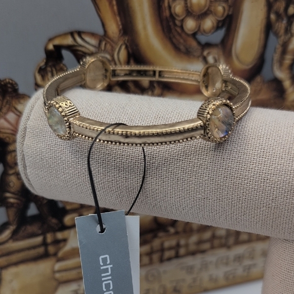 Chico's Stretch Goldtone Bracelet with Aurora Borealis Gem - Picture 1 of 6